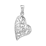 Pendentifs en argent Argent 925 Coeur Amour Feuille Motif_floral Fleur