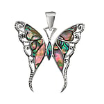 Pendentif en argent abalone avec Coquillage et Ormeau. Largeur:32mm. Longueur:32mm. Diamtre d'oeillet transversal:3,8mm. Diamtre d'oeillet longitudinal:5,6mm. brillant.  Papillon