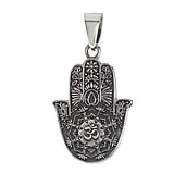 Pendentifs en argent Argent 925 Om Aum Dieu Fleur Feuille Motif_floral Main