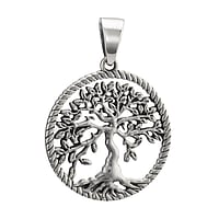 Pendentifs en argent Diamtre:29mm. Diamtre d'oeillet transversal:4,5mm. Diamtre d'oeillet longitudinal:5,9mm. brillant.  Arbre arbre de vie Feuille Motif floral