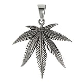 Zilveren hanger Zilver 925 Wiet hennep hennepblad blad blaadje plantpatroon
