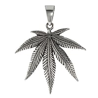 Silver pendants Width:39mm. Length:35mm. Eyelet's transverse diameter:6mm. Eyelet's longitudinal diameter:8,5mm. Shiny.  Weed Hemp Hemp leaf cannabis Leaf Plant pattern