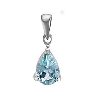 Stone pendant out of Silver 925 with Blue Topaz. Width:8mm. Length:11mm. Eyelet's transverse diameter:2,6mm. Eyelet's longitudinal diameter:4,5mm. Shiny. Stone(s) are fixed in setting.  Drop drop-shape waterdrop