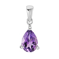 Stone pendant out of Silver 925 with Amethyst. Width:8mm. Length:11mm. Eyelet's transverse diameter:2,6mm. Eyelet's longitudinal diameter:4,5mm. Shiny. Stone(s) are fixed in setting.  Drop drop-shape waterdrop