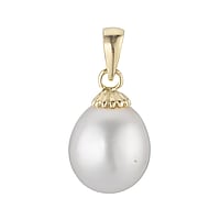Silver pendants with Fresh water pearl and PVD-coating (gold color). Width:9,5mm. Eyelet's transverse diameter:2,9mm. Eyelet's longitudinal diameter:4,2mm.  Flower