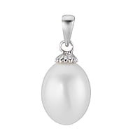 Silver pendants with Fresh water pearl. Width:9,5mm. Eyelet's transverse diameter:2,9mm. Eyelet's longitudinal diameter:4,2mm.