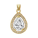 Silver pendant Silver 925 zirconia PVD-coating (gold color) Drop drop-shape waterdrop