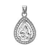 Silver pendant platinized silver 925  zirconia Drop drop-shape waterdrop