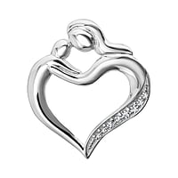 Silver pendant with zirconia. Width:21mm. Length:24mm. Eyelet's transverse diameter:2,4mm. Eyelet's longitudinal diameter:2,4mm. Stone(s) are fixed in setting. Shiny.  Heart Love