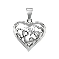 Silver pendants Width:18,4mm. Eyelet's transverse diameter:3,2mm. Eyelet's longitudinal diameter:5,6mm. Shiny.  Heart Love