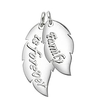 Silver pendants Width:ca,24mm. Length:31mm. Eyelet's transverse diameter:2,5mm. Eyelet's longitudinal diameter:3,3mm. Shiny.  Wings Feather