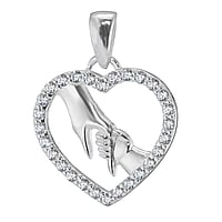 Silver pendant with Premium zirconia. Width:17,3mm. Eyelet's transverse diameter:2,8mm. Eyelet's longitudinal diameter:4,7mm. Shiny. Stone(s) are fixed in setting.  Heart Love