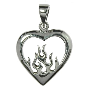 Colgante de plata Plata 925 Corazn Amor Lumbre Llama Fuego