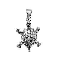 Pendentifs en argent Largeur:14mm. Longueur:21mm. Diamtre d'oeillet transversal:3,4mm. Diamtre d'oeillet longitudinal:5,2mm. brillant.  Tortue