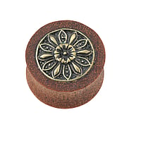 Wood plug out of Brass with Mahogany. Diameter:14mm. Jewelry for expanded earlobes.  Flower Leaf Plant pattern