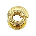 Surgical steel tunnel with PVD-coating (gold color). Jewelry for expanded earlobes. With threaded coupling. Shiny.  Shell