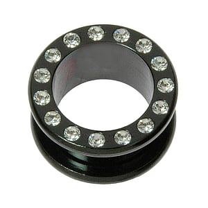 Surgical steel tunnel Surgical Steel 316L Black PVD-coating Premium crystal