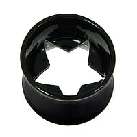 Surgical steel tunnel with Black PVD-coating. Jewelry for expanded earlobes.  Star