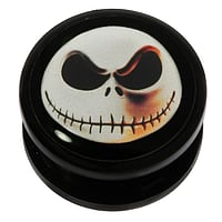 Acrylic glass plug with Epoxy. Jewelry for expanded earlobes. With threaded coupling.  Skull Skeleton