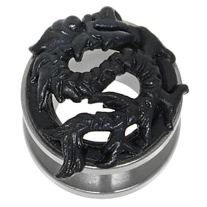 Surgical steel tunnel Surgical Steel 316L Black PVD-coating Dragon
