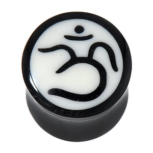 Buffalo horn plug Buffalo horn synthetic resin Om Aum God