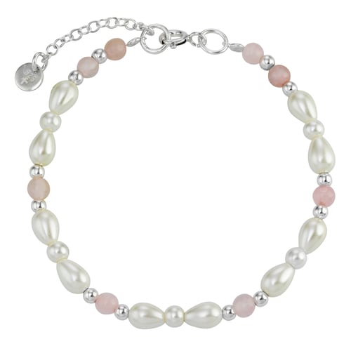 Bracelet de perles 101 en Argent 925 avec Quartz rose 5.2mm 17-20cm