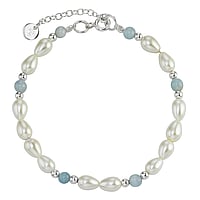 Bracciale di perle in Argento 925 con Agata e Perla sintetica. Larghezza:5,2mm. Lunghezza:17-20cm. Lunghezza variabile.