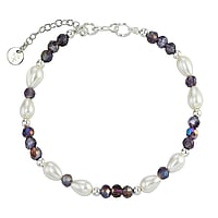 Bracciale di perle in Argento 925 e Vetro. Larghezza:5,2mm. Lunghezza:17-20cm. Lunghezza variabile.