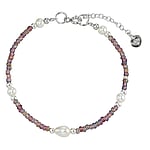 Bracciale di perle in Argento 925 e Vetro. Larghezza:5,2mm. Lunghezza:18-21cm. Lunghezza variabile.