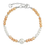 Bracelet de perles en Argent 925 et Verre. Largeur:8mm. Longueur:17,5-20cm. Longueur ajustable.