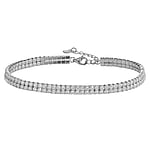 Silver bracelet with zirconia. Length:17-19,5cm. Width:4,5mm. Adjustable length. Stone(s) are fixed in setting. Shiny.