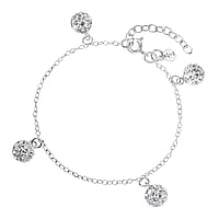 Silver bracelet with Crystal. Length:16-19cm. Adjustable length.