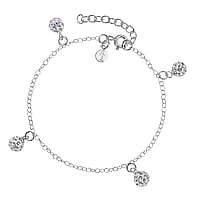 Pulsera de Plata 925 con Cristal. Longitud:16,5-19,5cm. Longitud ajustable.