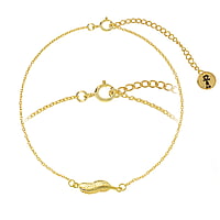 Bracelet en Argent 925 avec Revêtement d´or (doré). Longueur:18-22cm. Longueur ajustable.  Plume