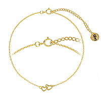 Pulsera de Plata 925 con Revestido de oro. Longitud:18-22cm. Longitud ajustable.  Corazn Amor