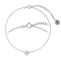 Bracelet en Argent 925 avec Cristal. Longueur:18-22cm. Longueur ajustable.  Étoile