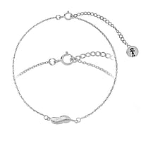 Bracelet en Argent 925. Longueur:18-22cm. Longueur ajustable.  Plume