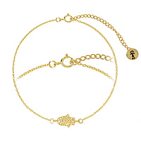 Silver bracelet with Gold-plated and Crystal. Length:18-22cm. Adjustable length.  Hand Eye Iris Pupil