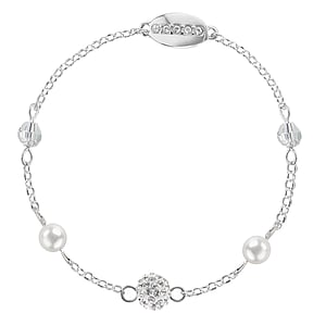Perlen Armband Silber 925 Premium Kristall Synthetische Perle mit Kristallkern