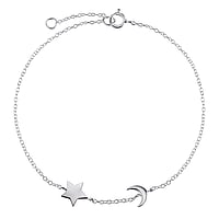 Silver bracelet Width:8mm. Length:18/20cm. Adjustable length.  Star Moon Half moon Half-moon