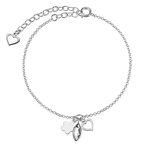 Silber Armkette Silber 925 Premium Kristall Tropfen Tropfenform Wassertropfen Blume Herz Liebe
