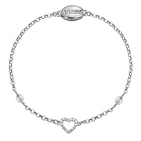 Silver bracelet with Premium crystal. Width:7mm. Length:17cm. With magnet clasp.  Heart Love