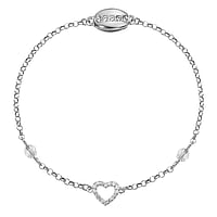 Pulsera de Plata 925 con Cristal premium. Ancho:7mm. Longitud:17cm. Con cierre de imn.  Corazn Amor