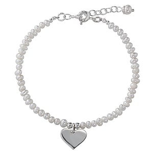 Pearls bracelet Silver 925 Fresh water pearl Heart Love