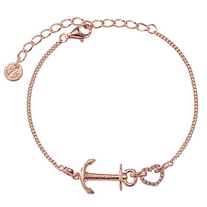 PAUL HEWITT Pulsera Plata 925 Revestimiento PVD (color oro) Circonita Ancla cuerda nave Corazn Amor