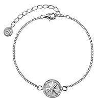PAUL HEWITT Silver bracelet with zirconia. Diameter:12mm. Length:16-20cm. Adjustable length.  Anchor rope ship boat compass