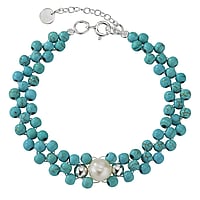 Bracelet de pierre en Argent 925 avec Perles d´eau douce et Nylon. Largeur:11mm. Longueur:17cm-20cm. Longueur ajustable.