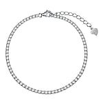 Silver bracelet with zirconia. Width:2mm. Length:17-20cm. Adjustable length. Stone(s) are fixed in setting. Shiny.