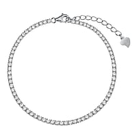 Armbandje uit Zilver 925 met Zirkonia. Breedte:2mm. Lengte:17-20cm. Lengte verstelbaar. Steen/stenen met vatting gefixeerd. Glanzend.