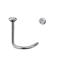 Piercing nez en acier chirurgical avec Cristal premium. Longueur:6,5mm. Diamtre:2,35mm. Coupe transversale :0,8mm.